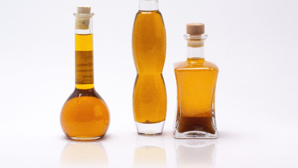 Olive oil bottles.